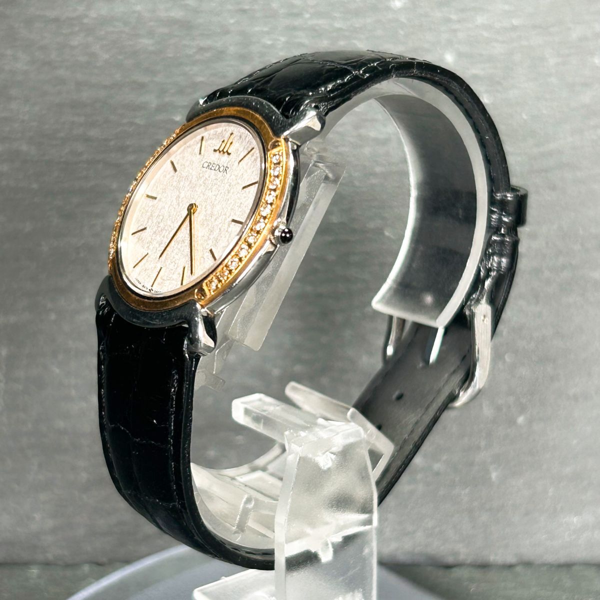 美品 SEIKO セイコー CREDOR クレドール サイドダイヤ 18K 23.4g 5A70-0290 腕時計 クオーツ アナログ ゴールド×シルバー 動作確認済みの画像5