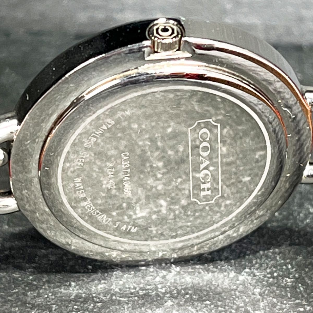 COACH コーチ CA.33.7.14.0466 腕時計 アナログ クオーツ 2針 ラウンド シルバー文字盤 レッド レザーベルト ステンレス 新品電池交換済みの画像7