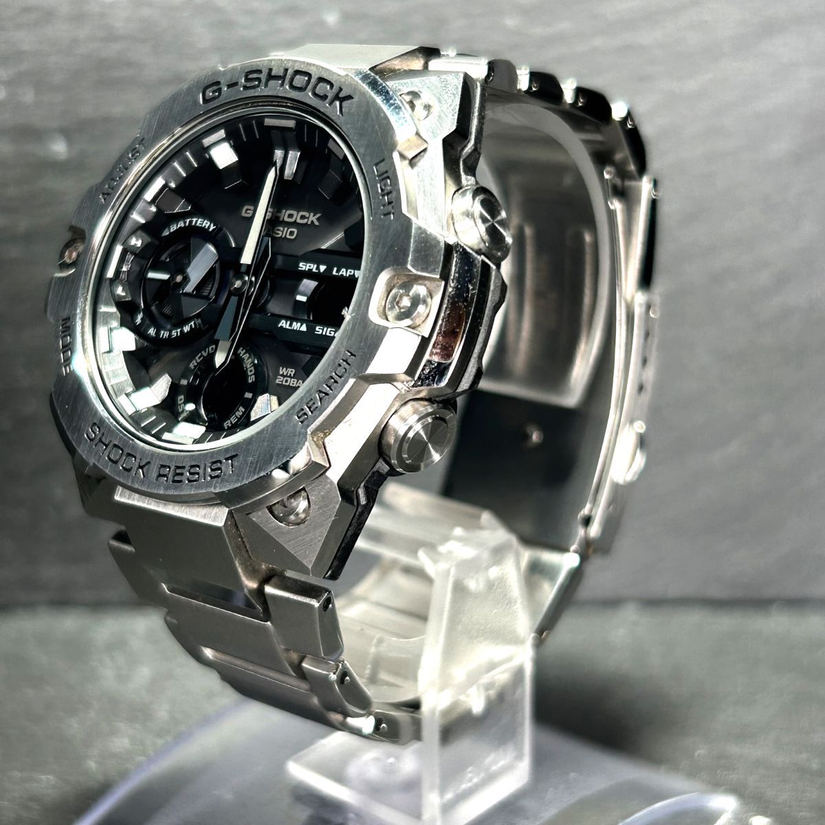 美品 CASIO カシオ G-SHOCK ジーショック G-STEEL ジースチール GST-B400D-1A 腕時計 タフソーラー アナデジ 多機能 モバイルリンク メンズの画像6