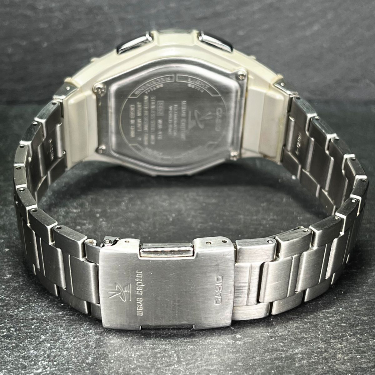 CASIO カシオ WAVECEPTOR ウェーブセプター WVA-470DJ-1AJF 腕時計 アナデジ 電波ソーラー ブラック文字盤 シルバー ステンレス 箱付きの画像6