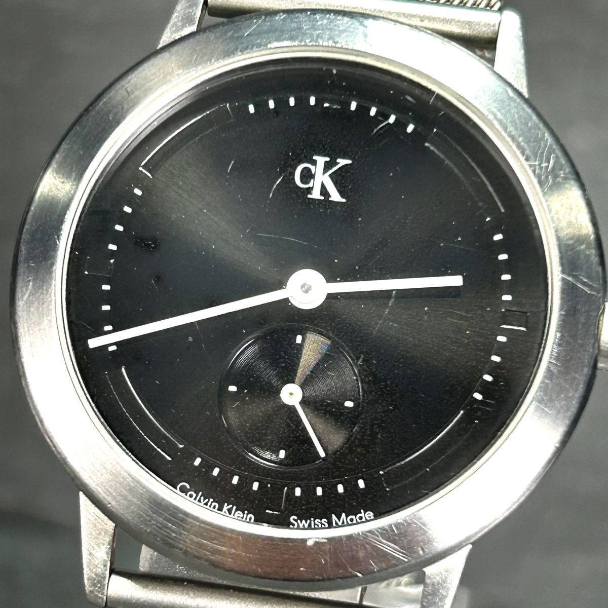 Calvin Klein カルバンクライン K3331 腕時計 クオーツ アナログ スモールセコンド ステンレススチール ブラック文字盤 新品電池交換済みの画像2
