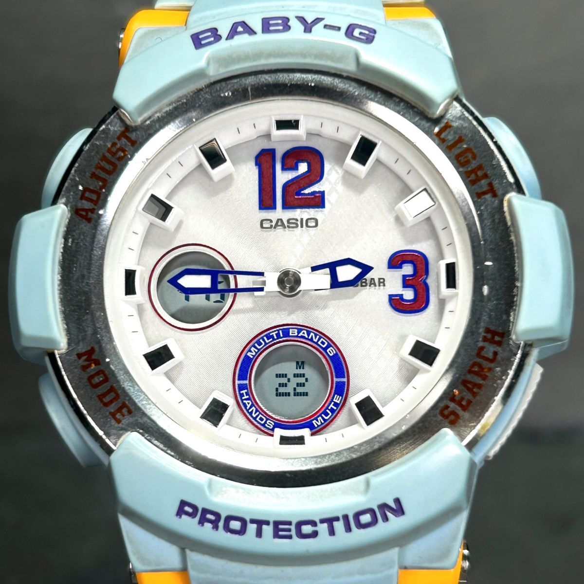 CASIO カシオ Baby-G ベビージー BGA-2100-2B SPORTY MODE TRAVELER 腕時計 タフソーラー 電波時計 アナデジ 多機能 ブルー 動作確認済みの画像3
