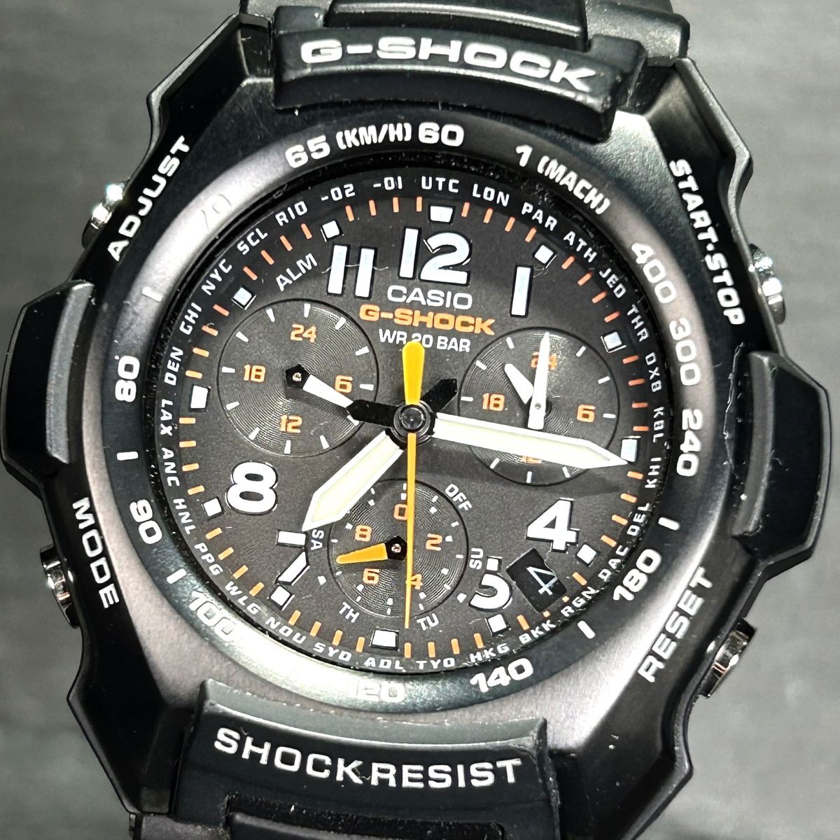 CASIO Casio G-SHOCKji- shock Sky Cockpit G-1100B-1A wristwatch quarts analogue calendar stainless steel black 