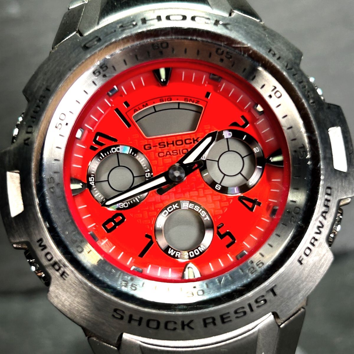 CASIO カシオ G-SHOCK ジーショック G-701D-4AV 腕時計 クオーツ アナデジ 多機能 ステンレススチール レッド シルバー メンズ ラウンドの画像1