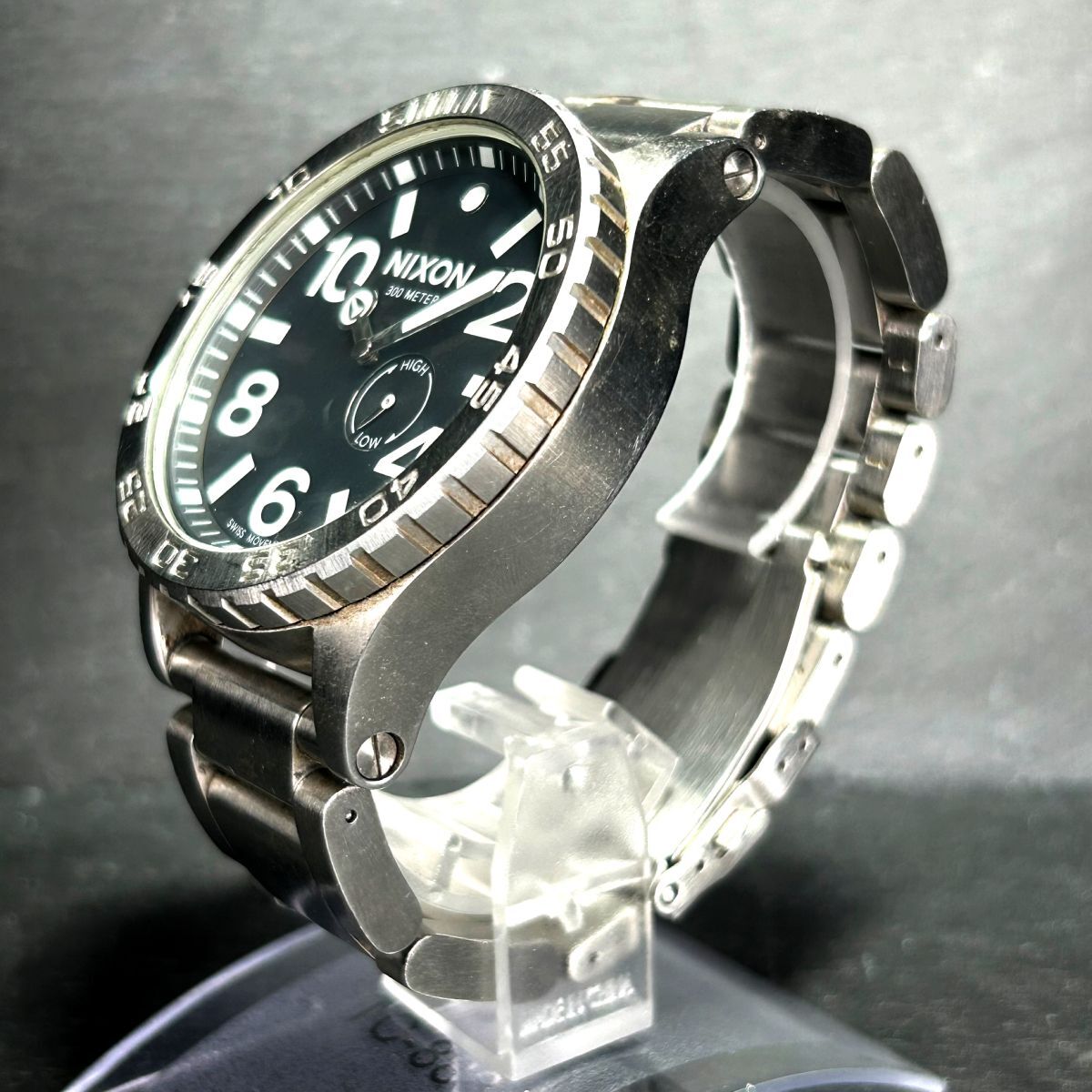 NIXON ニクソン Simplify 51-30 腕時計 クオーツ アナログ 体とグラフ ステンレススチール ブラック文字盤 シルバー ビックフェイス メンズ