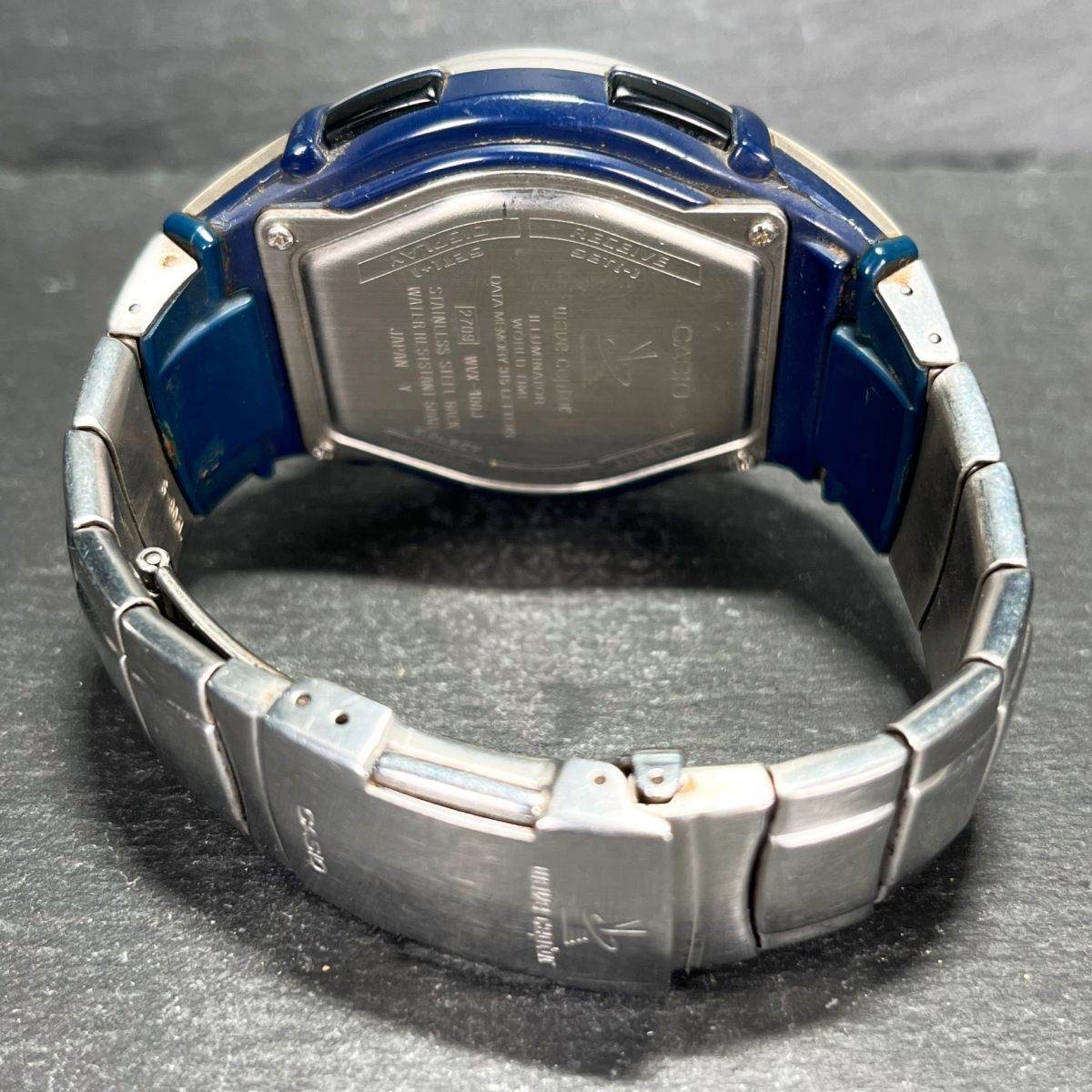 CASIO カシオ WAVECEPTOR ウェーブセプター WVX-100J メンズ 腕時計 アナデジ 電波ソーラー ラウンド ブルー メタルベルト ステンレスの画像6