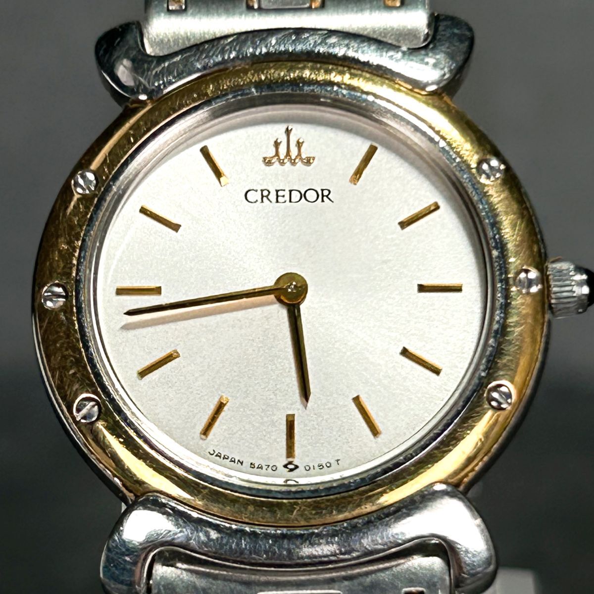 良品 SEIKO セイコー CREDOR クレドール 18K 42.3g 5A70-0040 腕時計 クオーツ アナログ ステンレススチール ゴールド 新品電池交換済みの画像3