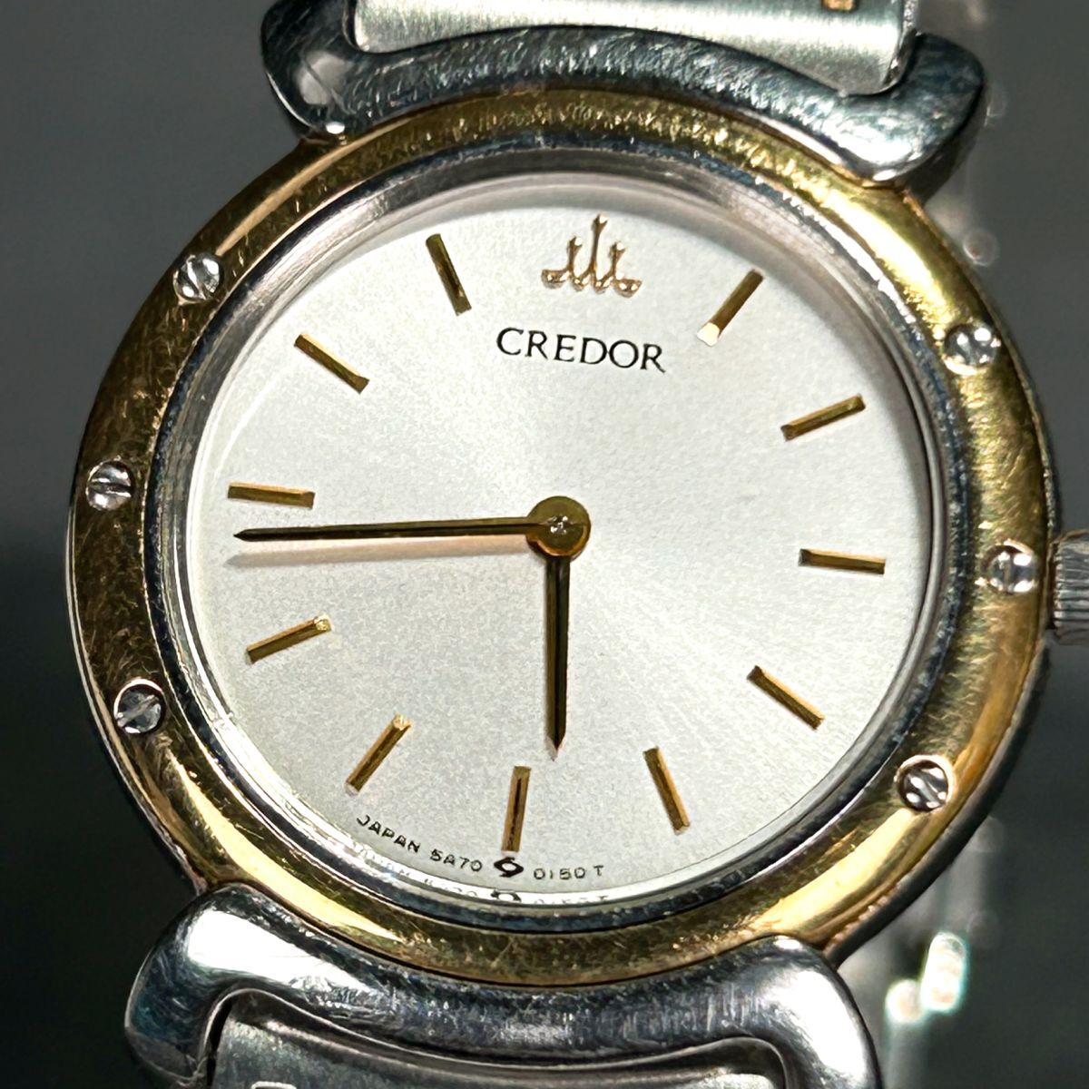 良品 SEIKO セイコー CREDOR クレドール 18K 42.3g 5A70-0040 腕時計 クオーツ アナログ ステンレススチール ゴールド 新品電池交換済みの画像2