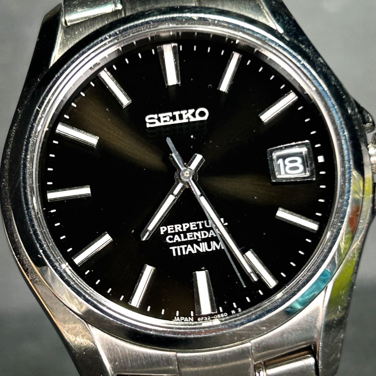 SEIKO セイコー SPIRIT スピリット パーペチュアルカレンダー SBQK077 腕時計 クオーツ アナログ チタニウム ブラック文字盤 動作確認済みの画像1