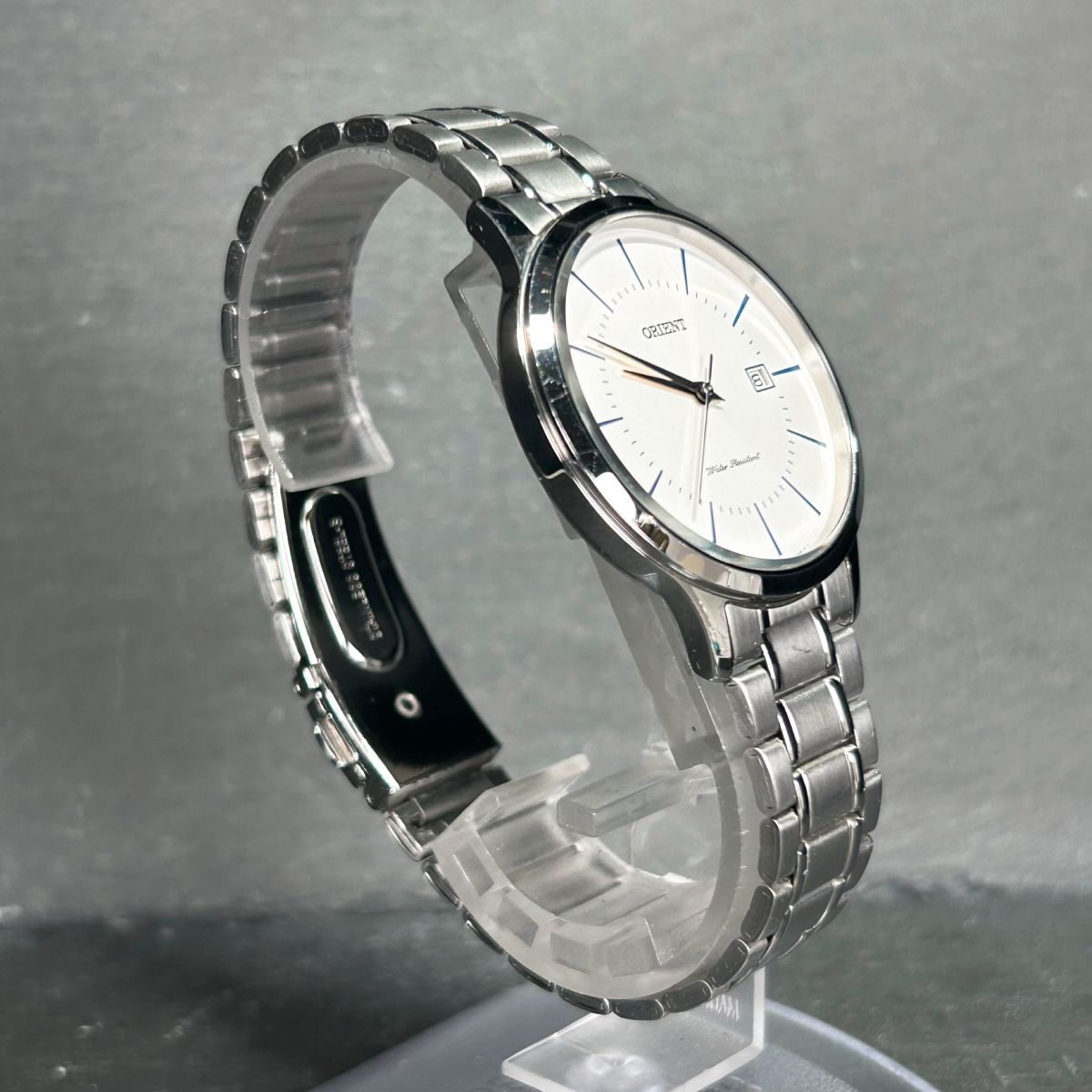 超美品 ORIENT オリエント メタル コンテンポラリー RH-QD0012S 腕時計 クオーツ アナログ ステンレススチール メンズ ホワイト 動作確認済の画像5