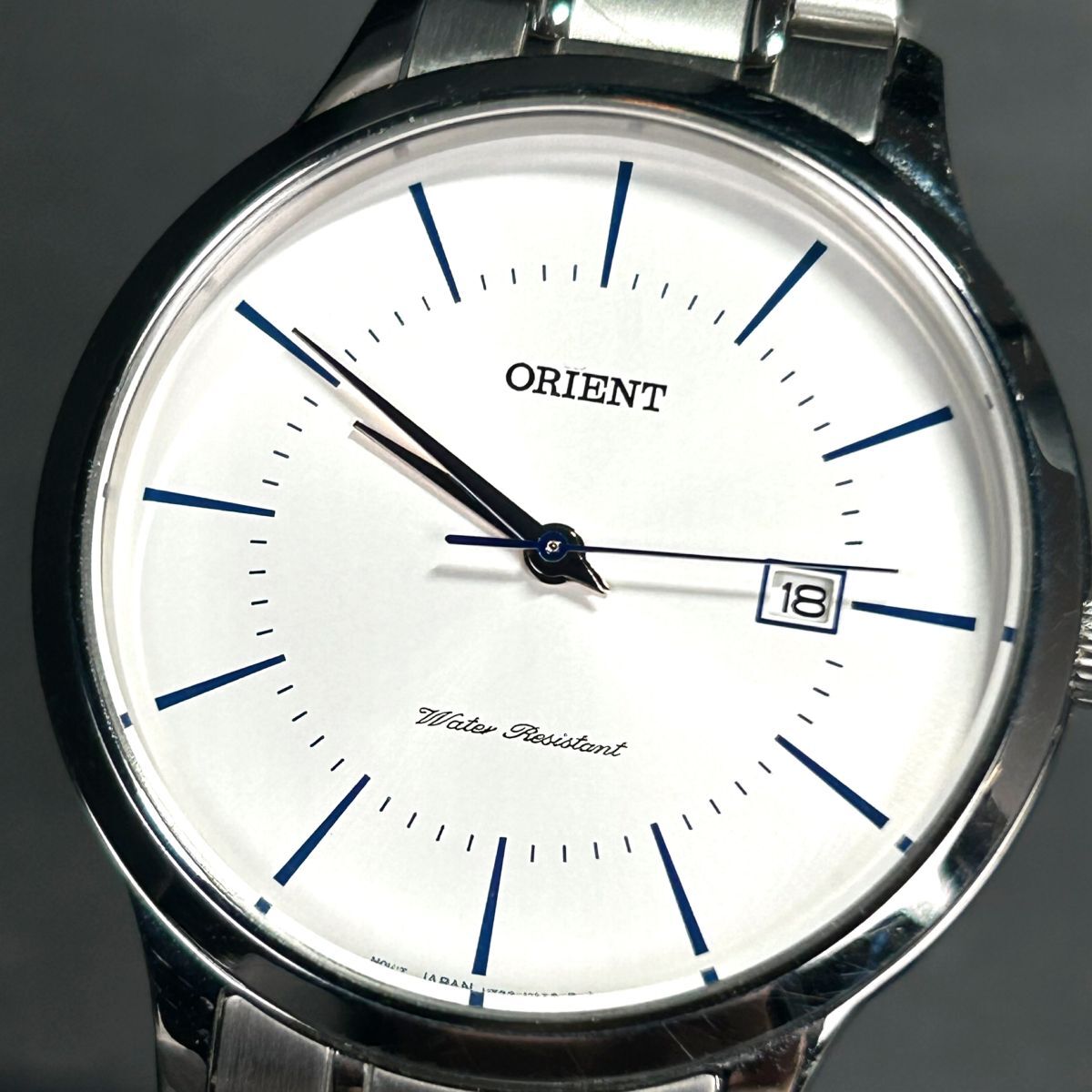  super-beauty goods ORIENT Orient metal navy blue temporary RH-QD0012S wristwatch quarts analogue stainless steel men's white operation verification settled 