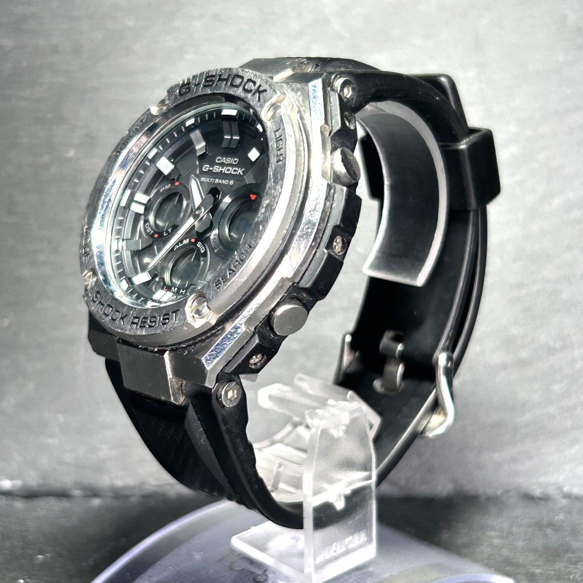 良品 CASIO カシオ G-SHOCK ジーショック G-STEEL ジースチール GST-W110-1A 腕時計 タフソーラー 電波ソーラー アナデジ 多機能 メンズの画像6