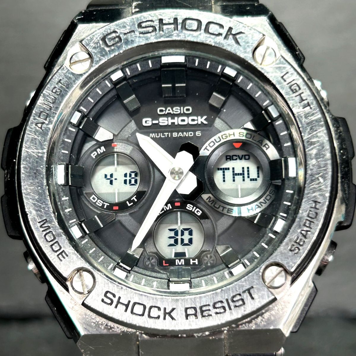 良品 CASIO カシオ G-SHOCK ジーショック G-STEEL ジースチール GST-W110-1A 腕時計 タフソーラー 電波ソーラー アナデジ 多機能 メンズの画像3