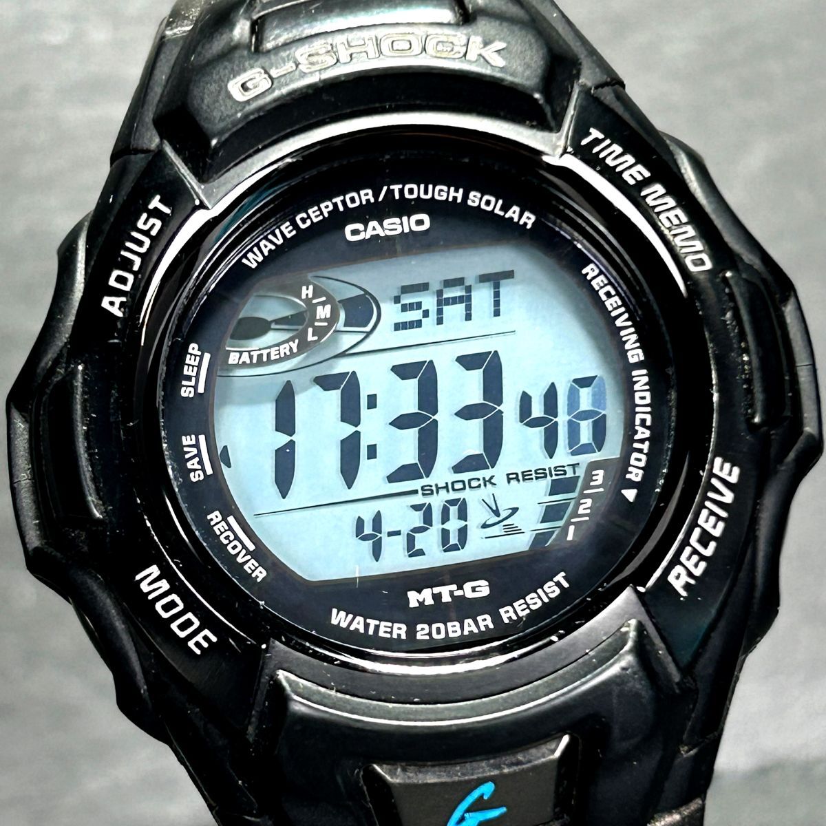 CASIO カシオ G-SHOCK ジーショック MT-G MTG-910DJ-2 腕時計 タフソーラー 電波ソーラー デジタル 多機能 ブラック×ブルー 動作確認済みの画像1