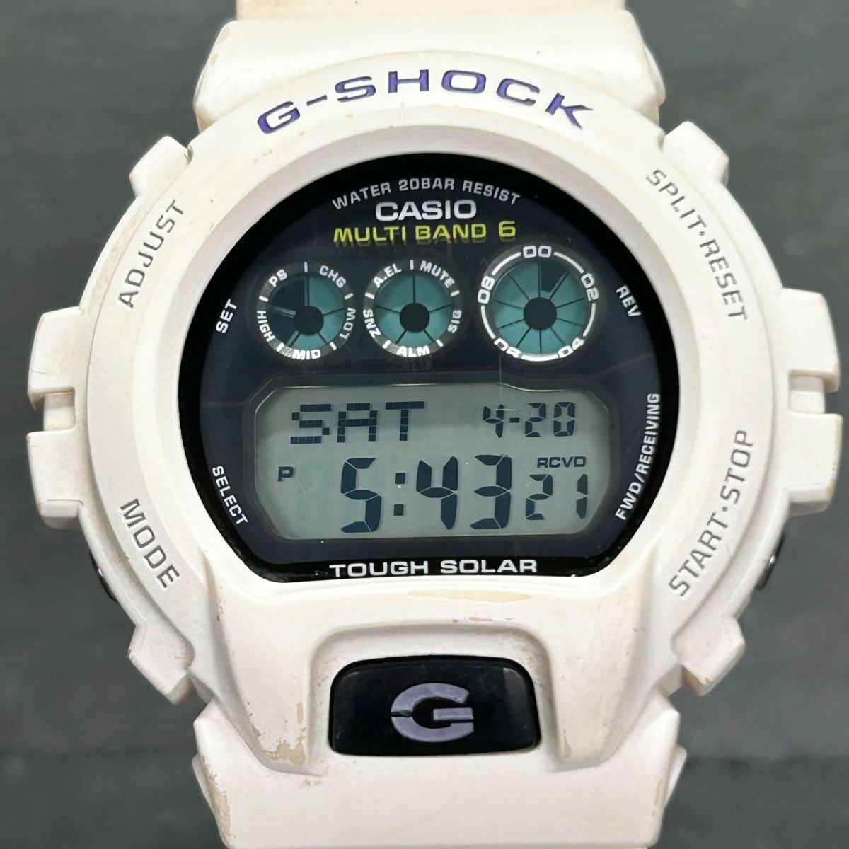 CASIO カシオ G-SHOCK ジーショック GW-6900A-7 腕時計 タフソーラー 電波ソーラー デジタル 多機能 ホワイト ステンレス 動作確認済みの画像3