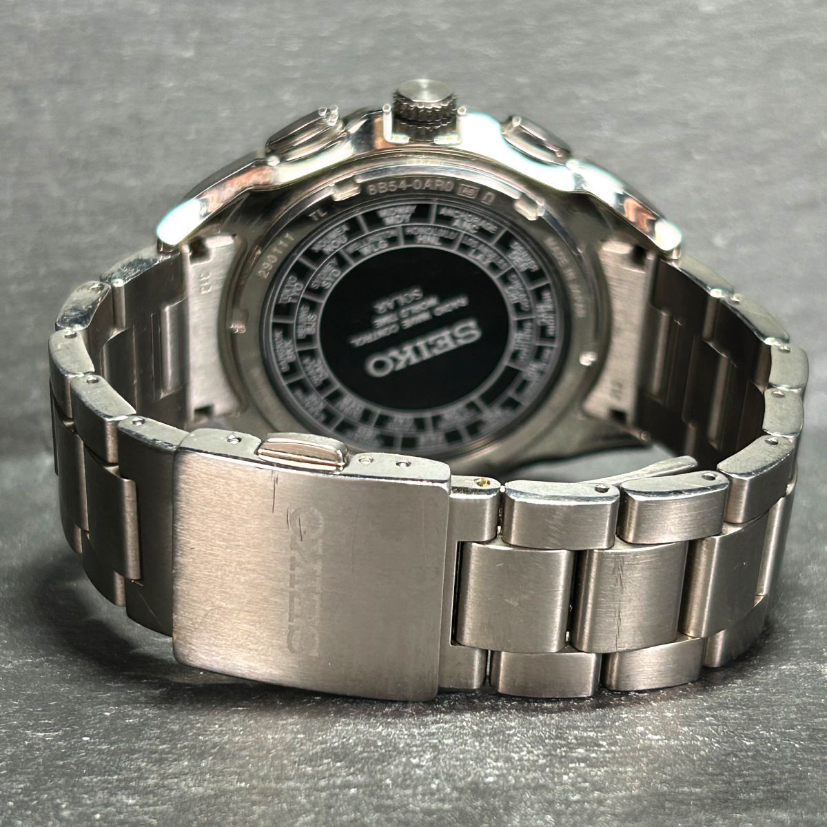 良品 SEIKO セイコー BRIGHTZ ブライツ SAGA131 腕時計 電波ソーラー アナログ ブライトチタンケース カレンダー ブラック 動作確認済みの画像7