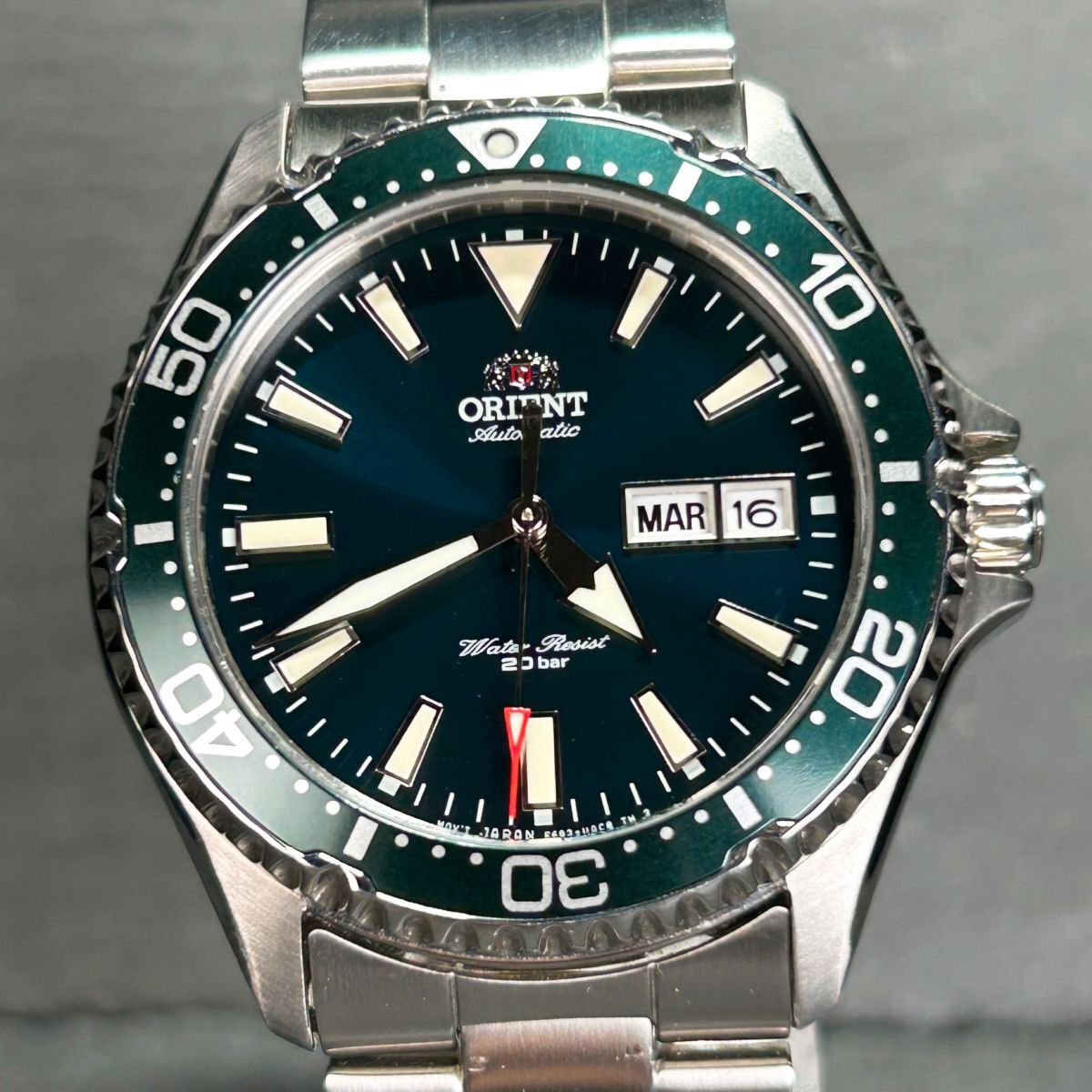  new goods ORIENT Orient RA-AA0004E19B MAKO3mako22 stone wristwatch self-winding watch analogue day date calendar green stainless steel 