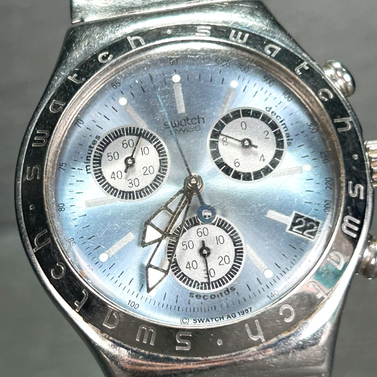 SWATCH Swatch IRONY Irony CHRONO Chrono AG1997 наручные часы кварц аналог хронограф ice blue мужской новый товар батарейка заменена 