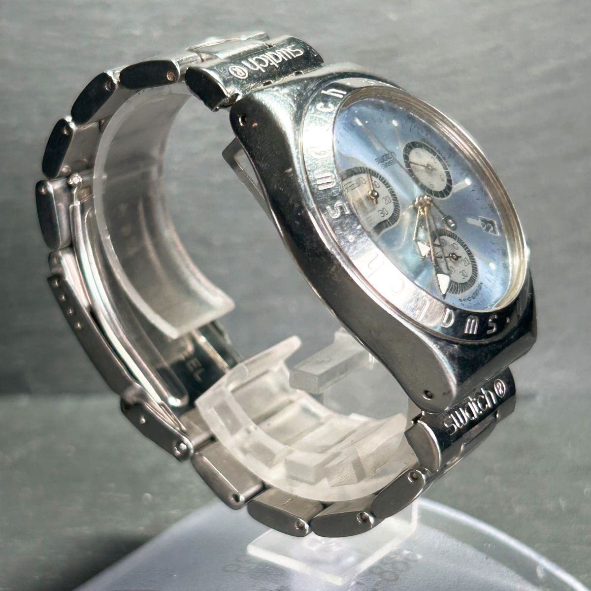 SWATCH スウォッチ IRONY アイロニー CHRONO クロノ AG1997 腕時計 クオーツ アナログ クロノグラフ アイスブルー メンズ 新品電池交換済みの画像5