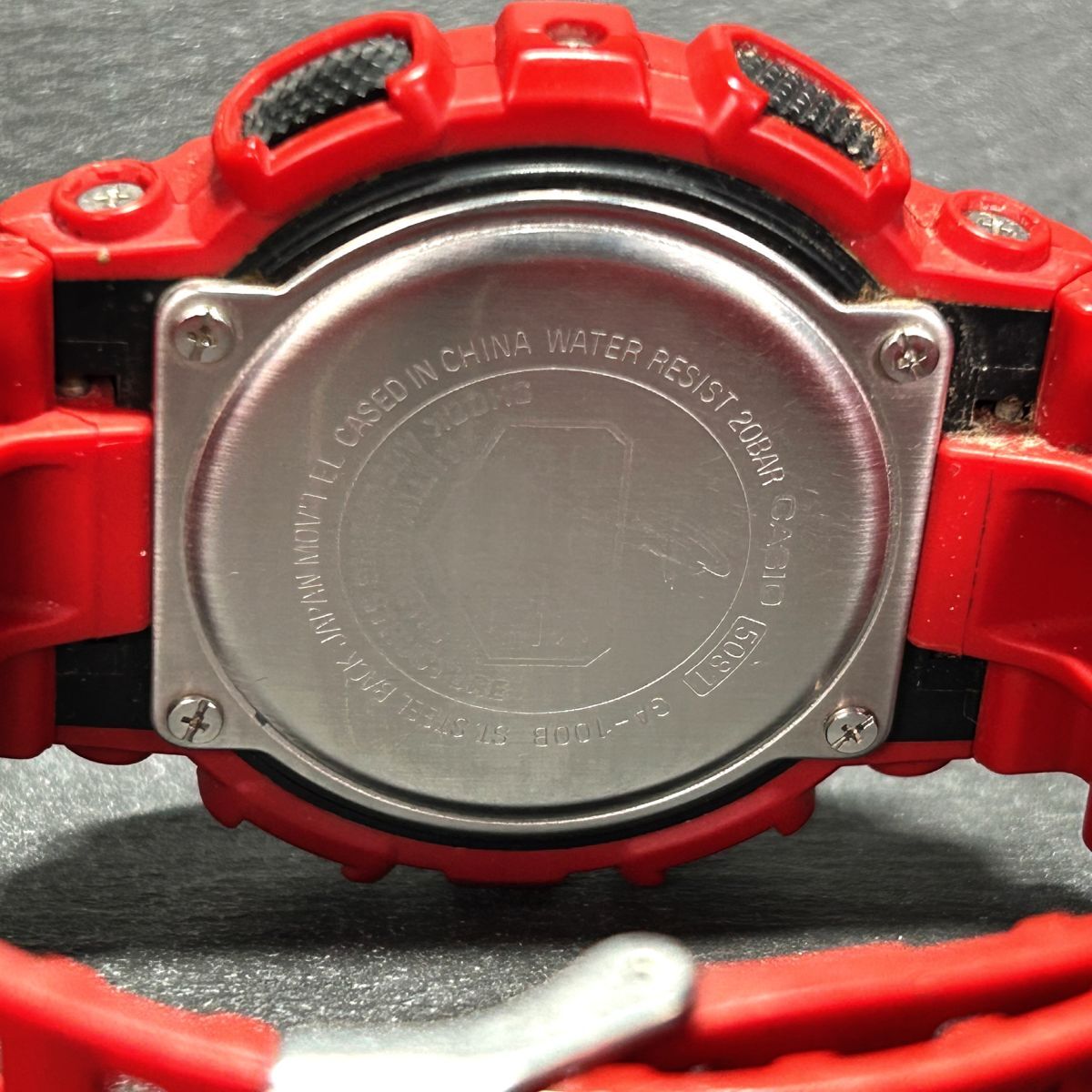 CASIO カシオ G-SHOCK ジーショック GA-100B-4A 腕時計 クオーツ アナデジ 多機能 レッド× ブラック ステンレススチール 新品電池交換済みの画像8