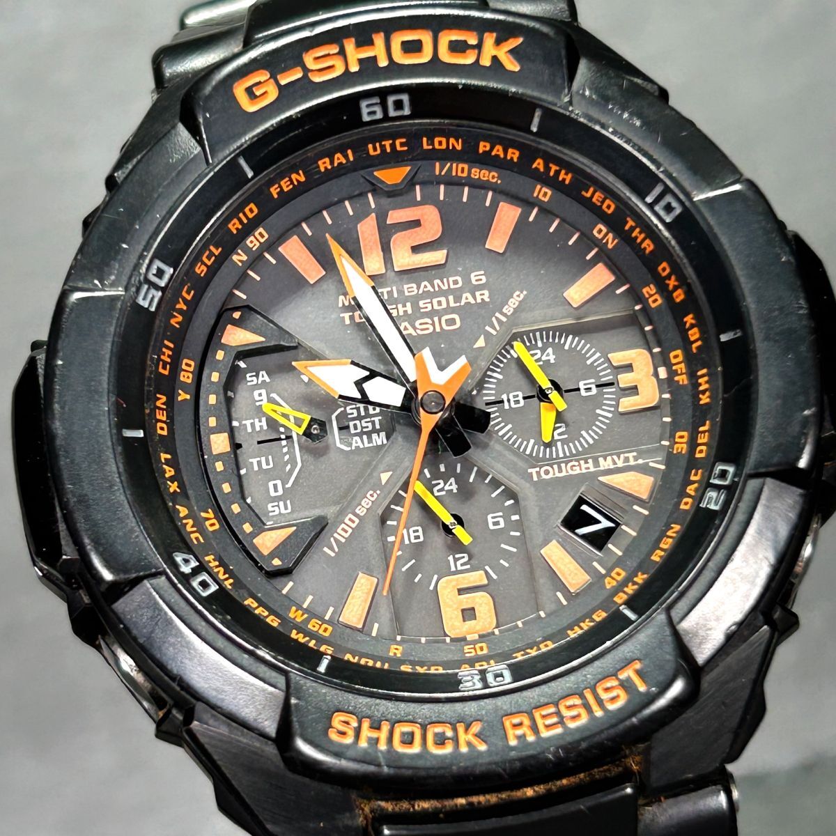 CASIO カシオ G-SHOCK ジーショック MASTER OF G - AIR グラビティマスター GW-3000B-1A 腕時計 電波ソーラー アナログ ブラック×オレンジの画像1