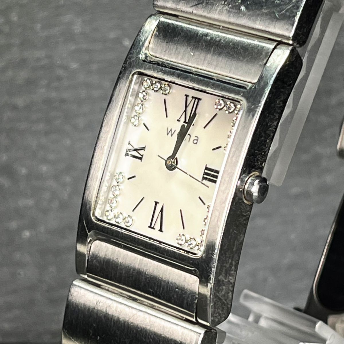 SONY ソニー wena ウェナ WN-WT12S-H 腕時計 アナログ クオーツ 3針 スクエア スマートウォッチ シェル文字盤 シルバー 新品電池交換済みの画像2