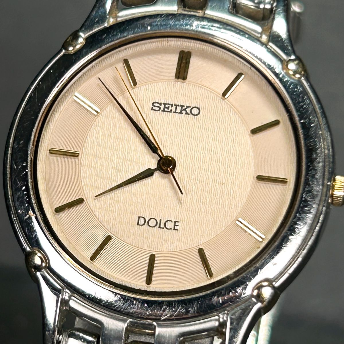 SEIKO セイコー DOLCE ドルチェ 8J41-6080 腕時計 クオーツ アナログ 3針 アイボリー文字盤 ステンレススチール メンズ 新品電池交換済み_画像2