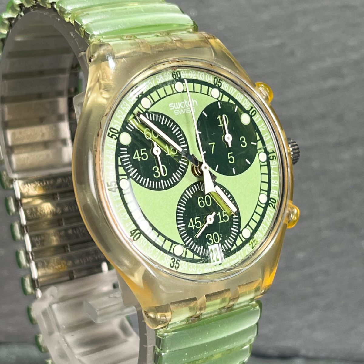 SWATCH スウォッチ CHRONO クロノ Virtual Green バーチャルグリーン AG1996 SCK410 腕時計 アナログ クオーツ グリーン 新品電池交換済み_画像3