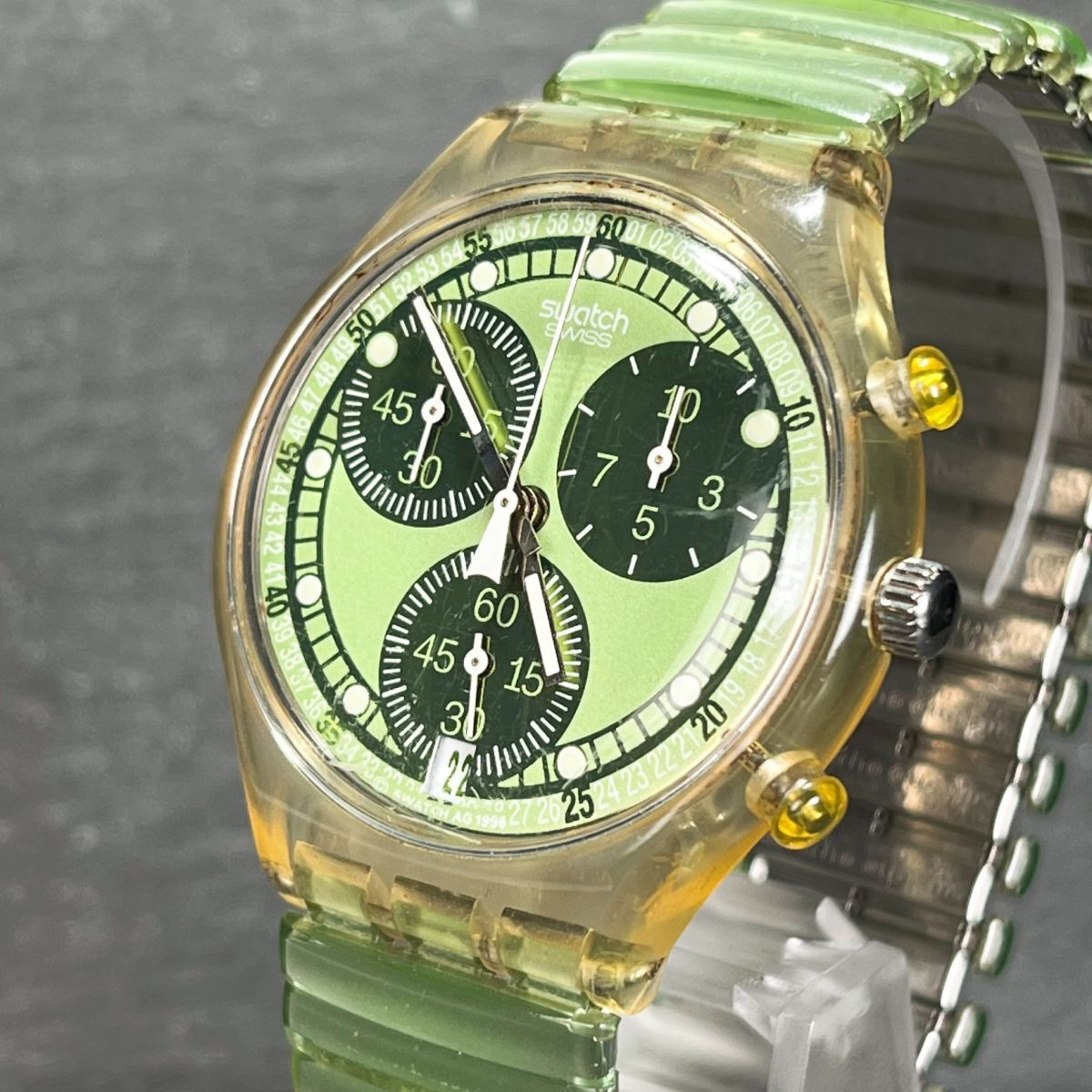 SWATCH スウォッチ CHRONO クロノ Virtual Green バーチャルグリーン AG1996 SCK410 腕時計 アナログ クオーツ グリーン 新品電池交換済み