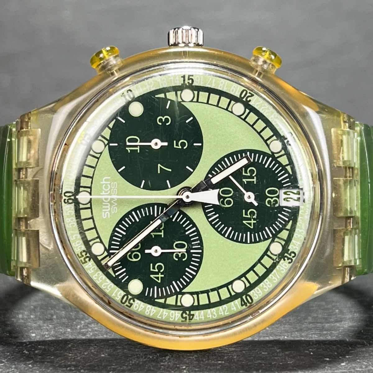 SWATCH スウォッチ CHRONO クロノ Virtual Green バーチャルグリーン AG1996 SCK410 腕時計 アナログ クオーツ グリーン 新品電池交換済み