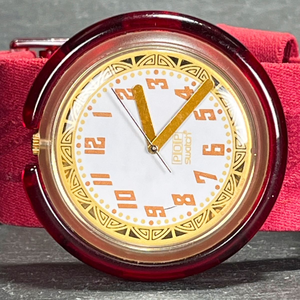 POP SWATCH pop Swatch MELANGEmi Lingerie AG1993 PWK197 наручные часы аналог кварц белый циферблат красный новый товар батарейка заменена 