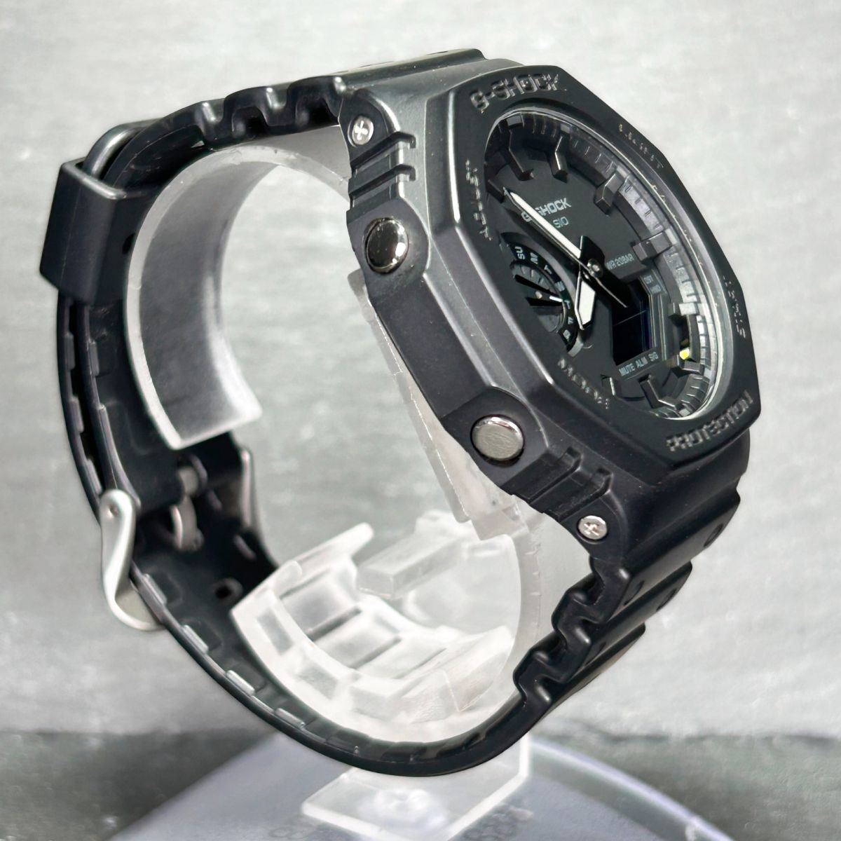 美品 CASIO カシオ G-SHOCK ジーショック GA-2100-1A1 腕時計 クオーツ アナデジ 多機能 ブラック ステンレススチール メンズ 動作確認済みの画像5
