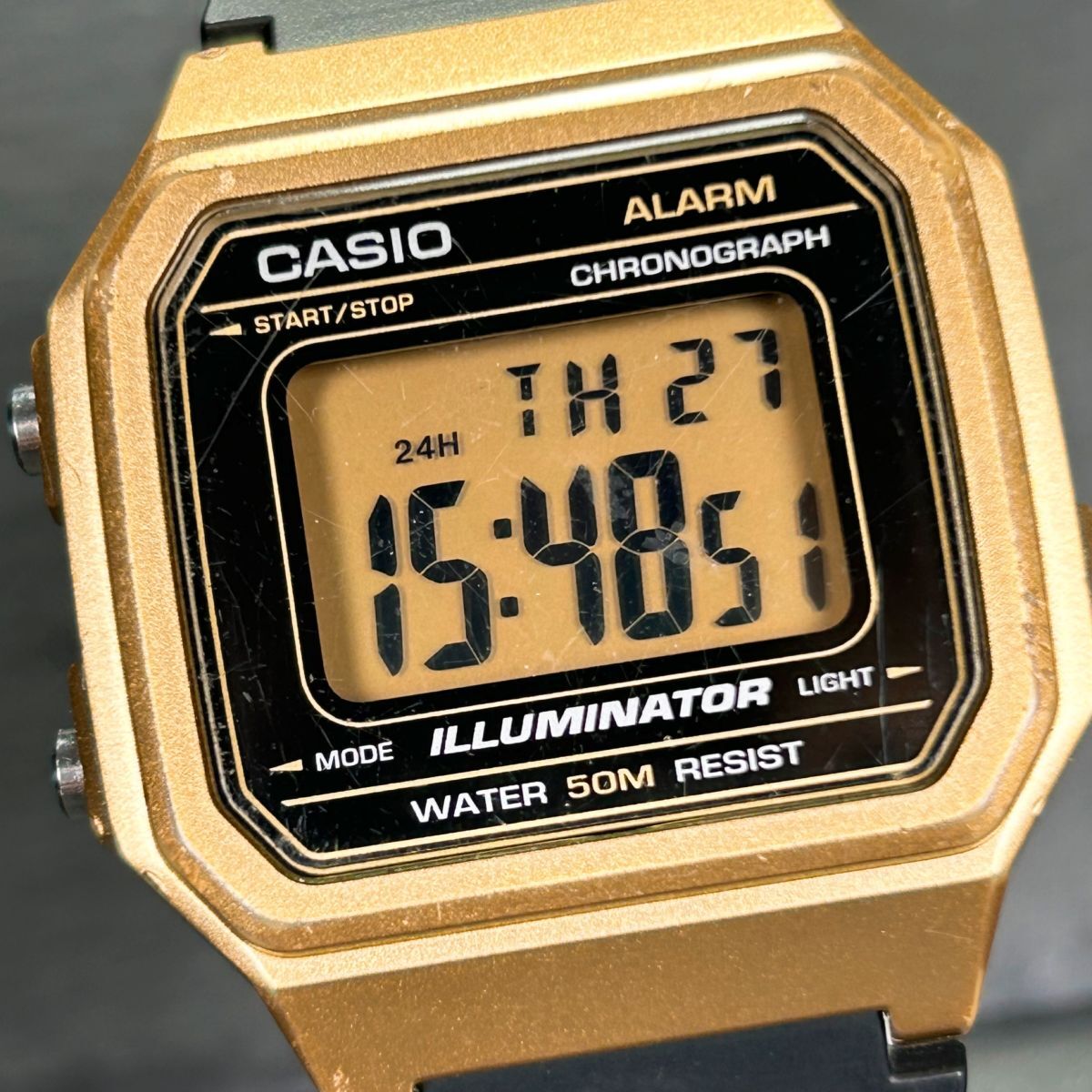 CASIO カシオ スタンダード W-217HM-9A 腕時計 クオーツ デジタル 多機能 ゴールド ブラック ステンレススチール ラバーベルト 動作確認済の画像1