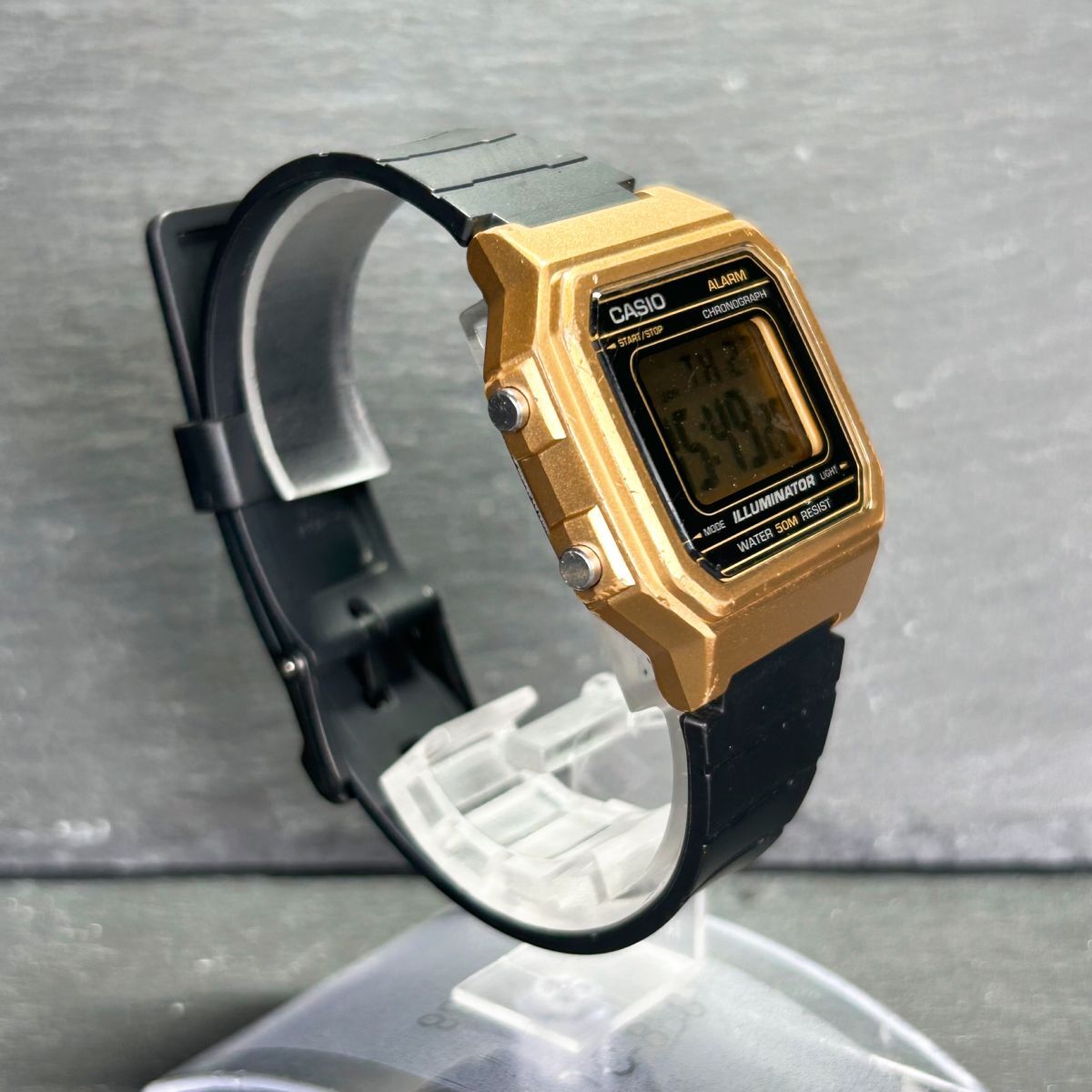 CASIO カシオ スタンダード W-217HM-9A 腕時計 クオーツ デジタル 多機能 ゴールド ブラック ステンレススチール ラバーベルト 動作確認済の画像5