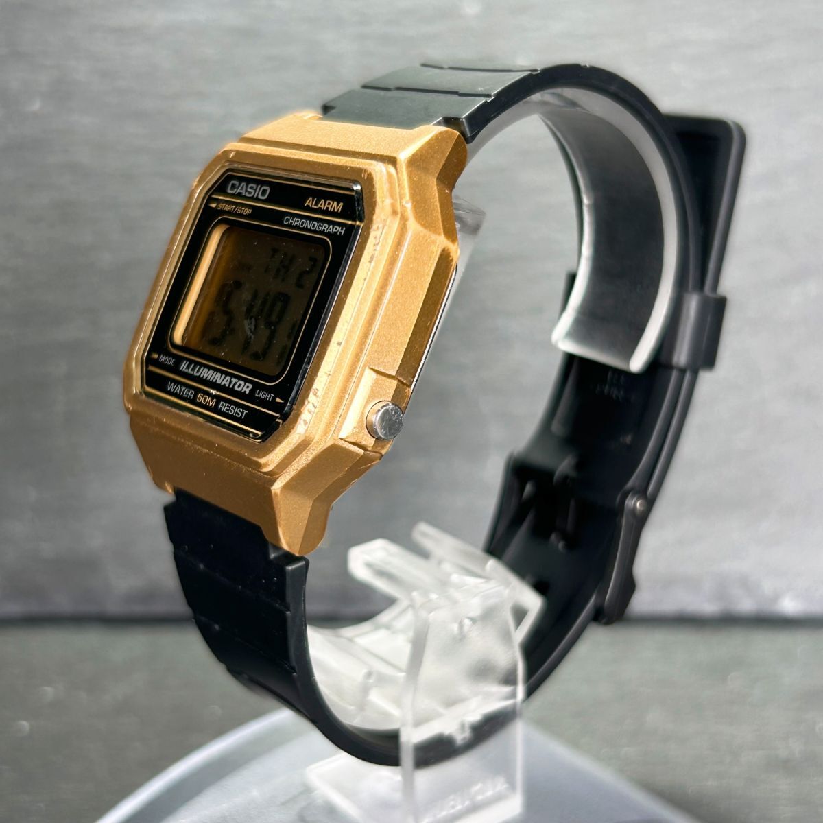 CASIO カシオ スタンダード W-217HM-9A 腕時計 クオーツ デジタル 多機能 ゴールド ブラック ステンレススチール ラバーベルト 動作確認済の画像6
