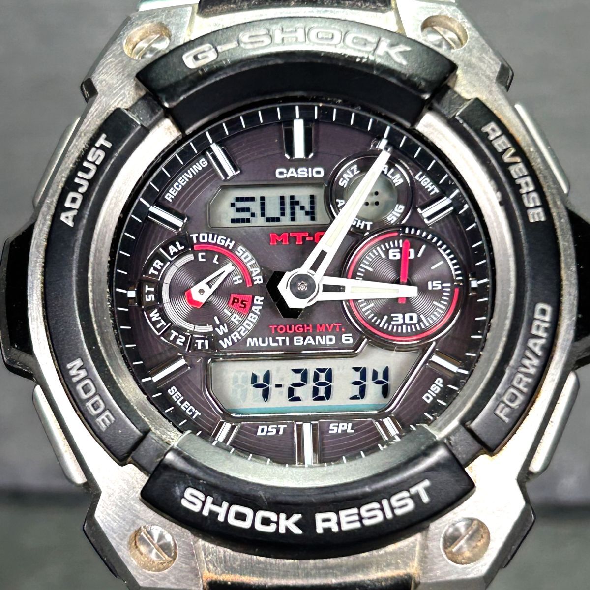 CASIO カシオ G-SHOCK ジーショック MT-G MTG-1500-1A 腕時計 タフソーラー 電波ソーラー アナデジ ステンレススチール メンズ 動作確認済_画像3