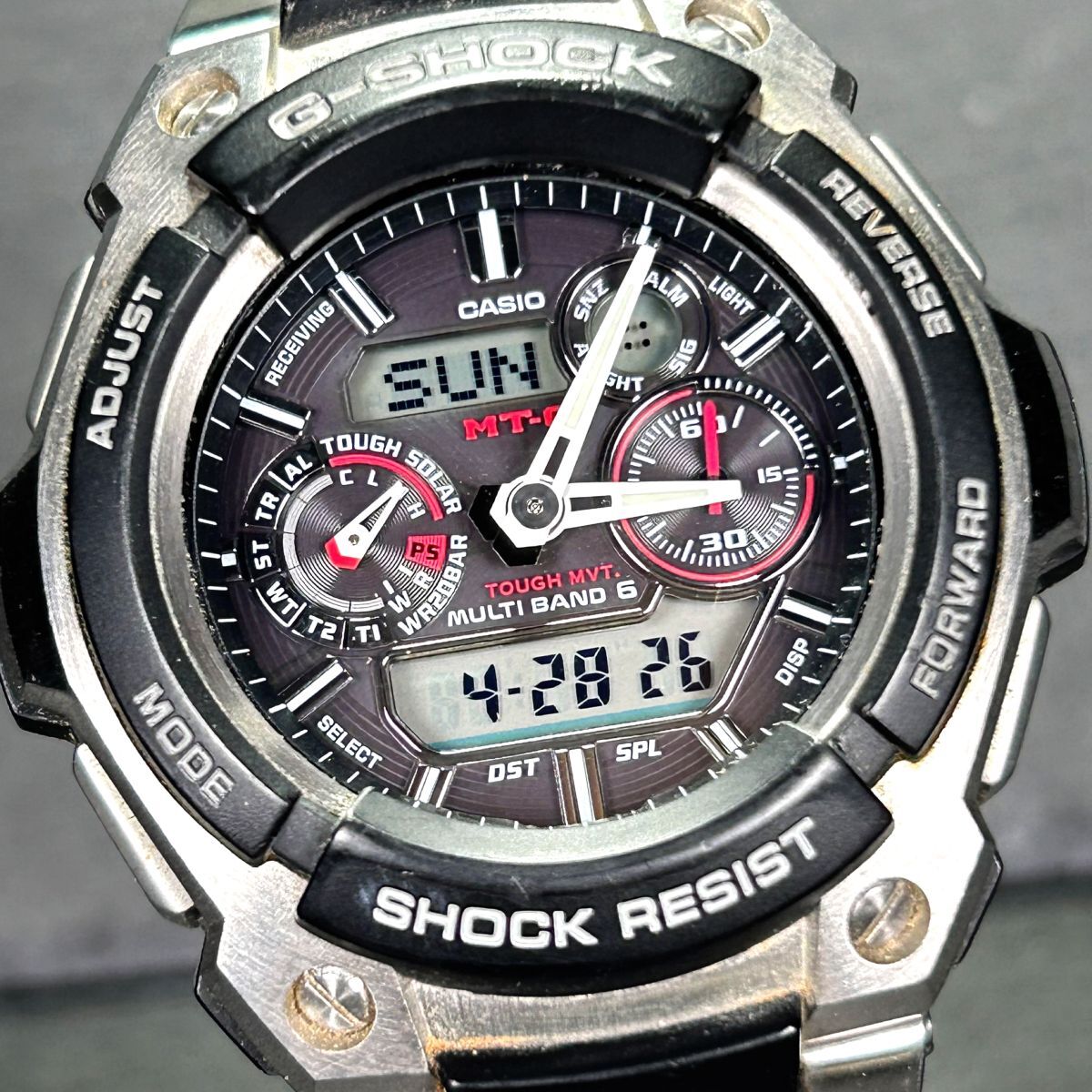 CASIO カシオ G-SHOCK ジーショック MT-G MTG-1500-1A 腕時計 タフソーラー 電波ソーラー アナデジ ステンレススチール メンズ 動作確認済_画像1