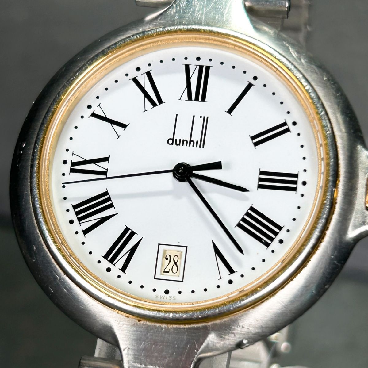dunhill Dunhill millenium 7 28007 wristwatch quarts analogue calendar stainless steel Gold men's silver operation verification ending 