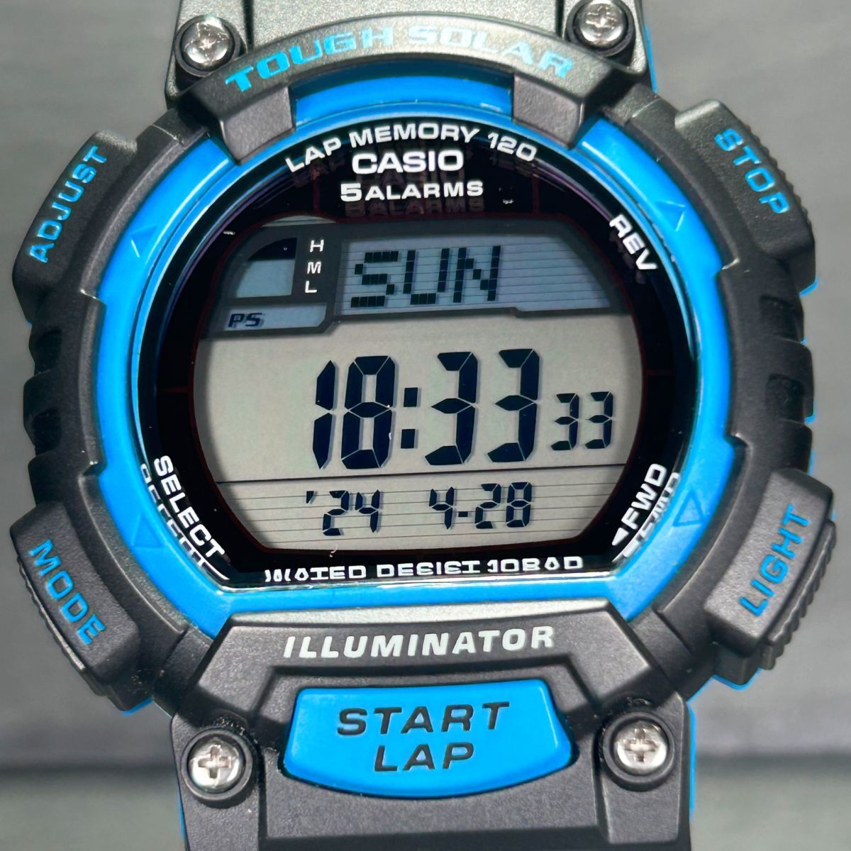 美品 CASIO カシオ コレクション エコパッケージ STL-S100H-2A 腕時計 タフソーラー デジタル 多機能 ブルー×ブラック メンズ 動作確認済の画像3