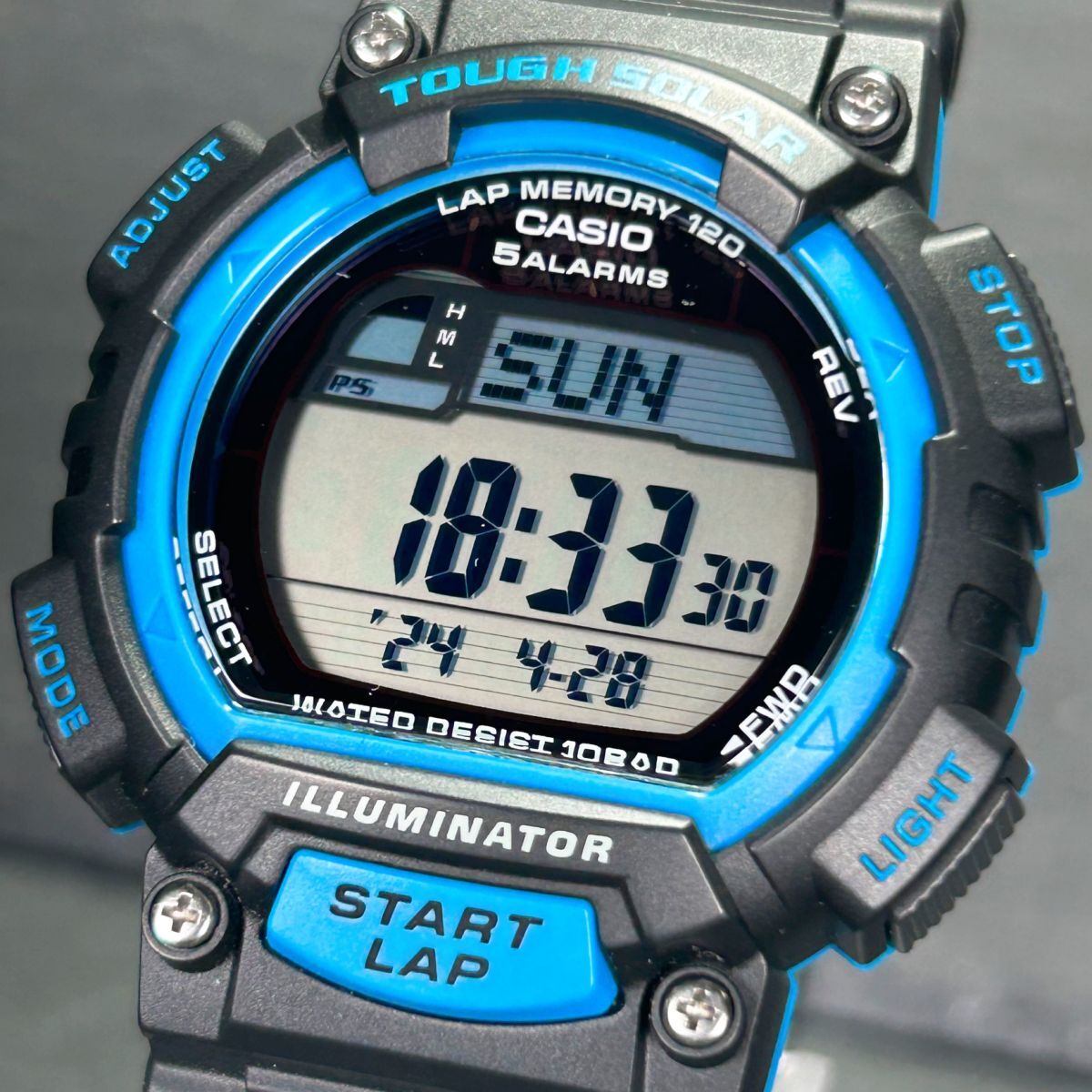 美品 CASIO カシオ コレクション エコパッケージ STL-S100H-2A 腕時計 タフソーラー デジタル 多機能 ブルー×ブラック メンズ 動作確認済の画像2