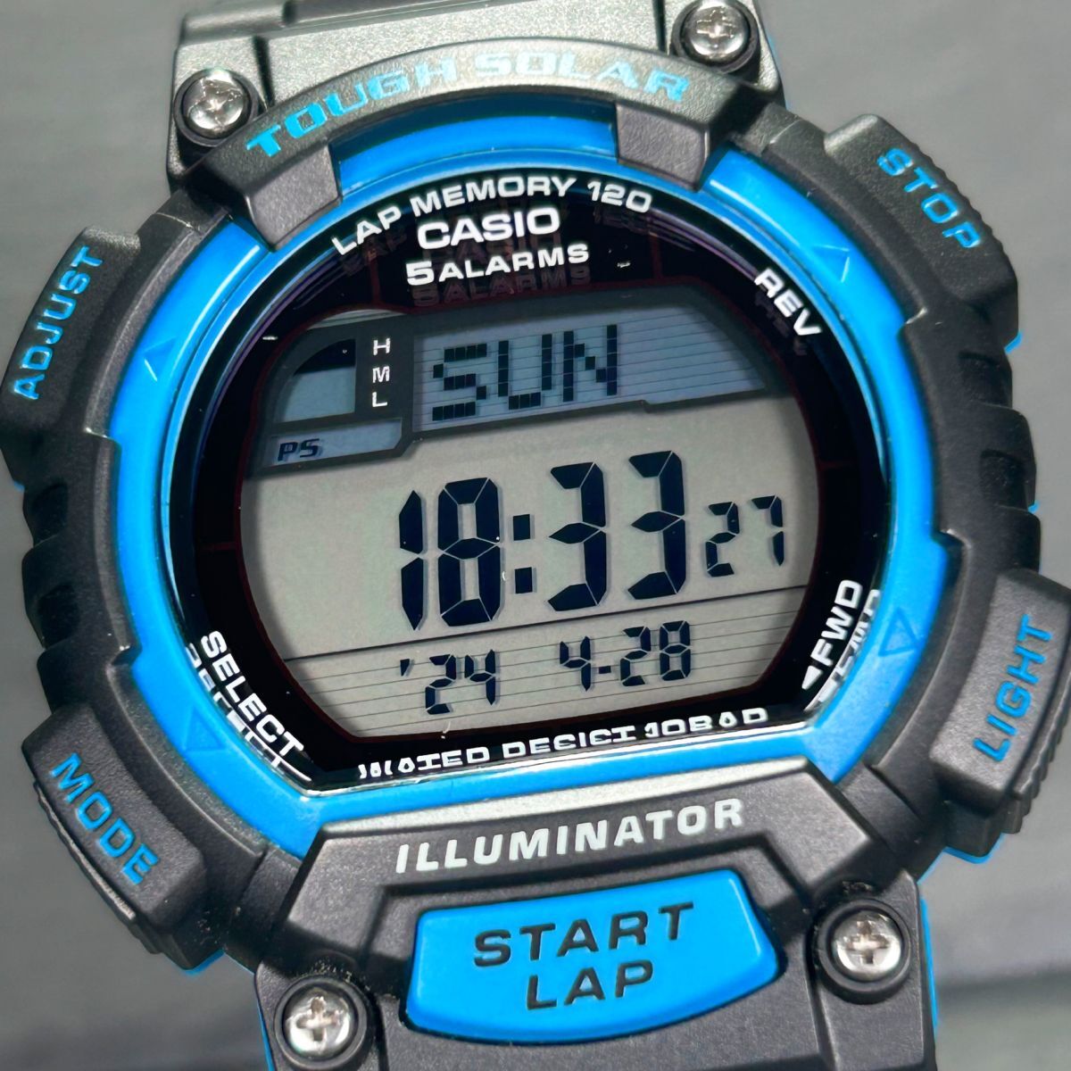 美品 CASIO カシオ コレクション エコパッケージ STL-S100H-2A 腕時計 タフソーラー デジタル 多機能 ブルー×ブラック メンズ 動作確認済の画像1