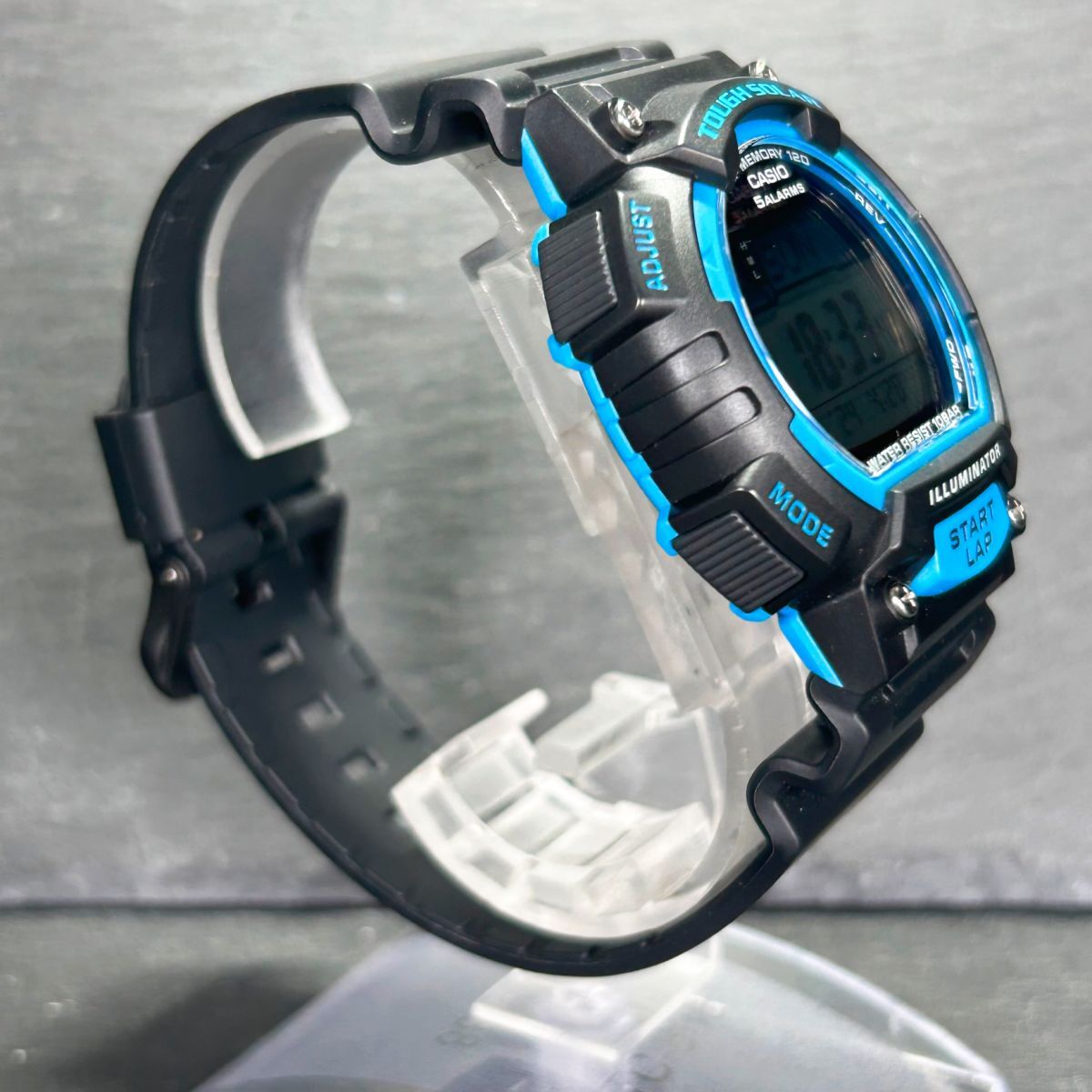 美品 CASIO カシオ コレクション エコパッケージ STL-S100H-2A 腕時計 タフソーラー デジタル 多機能 ブルー×ブラック メンズ 動作確認済の画像5