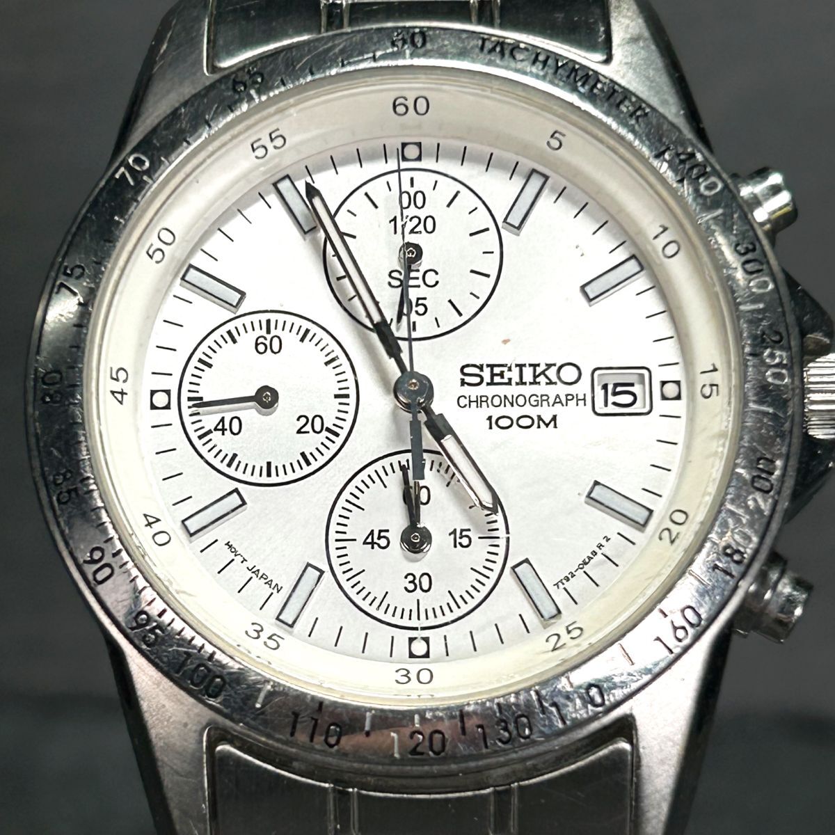 SEIKO セイコー クロノグラフ SND363PC 腕時計 クオーツ アナログ カレンダー ステンレススチール ホワイト文字盤 メンズ 新品電池交換済み_画像3