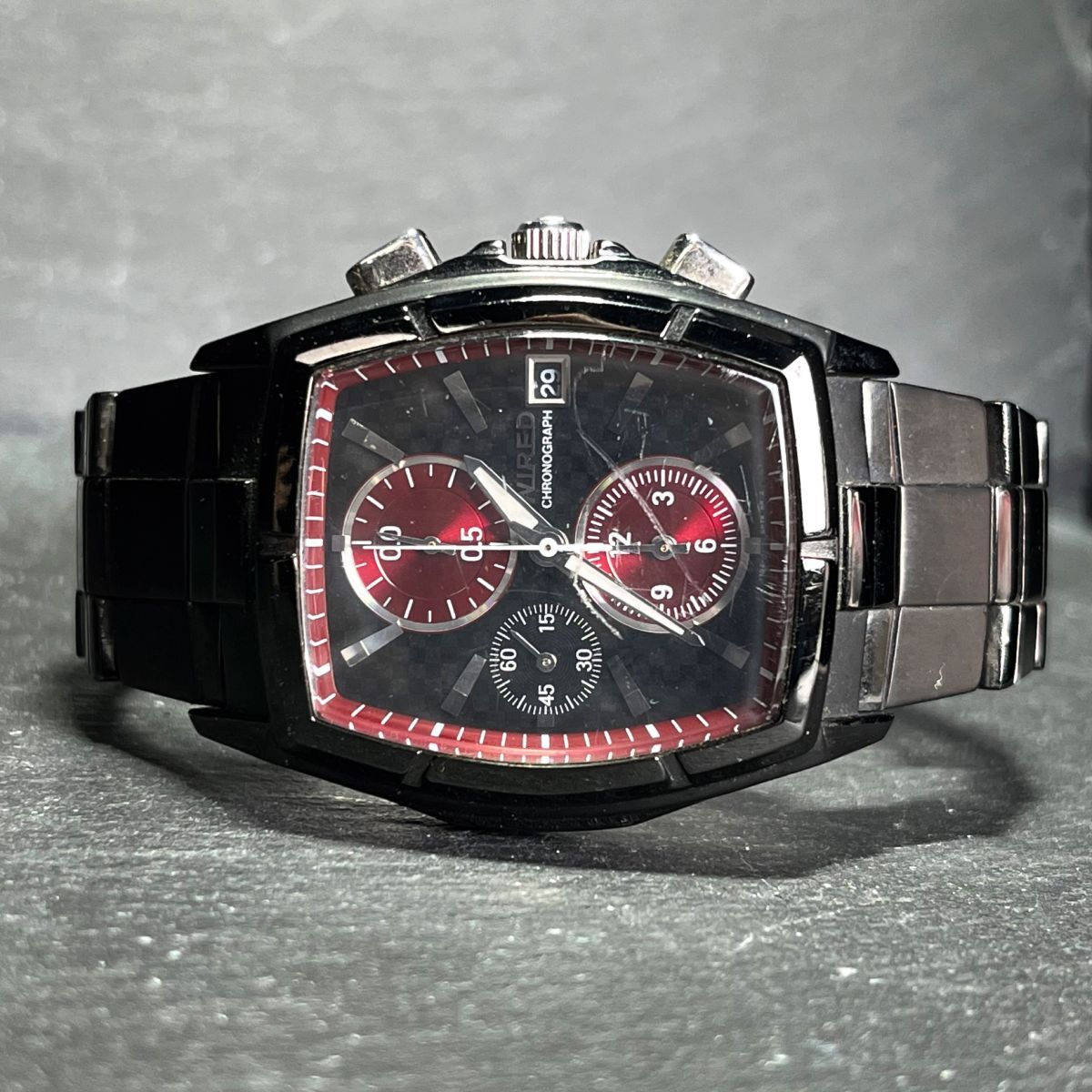 SEIKO セイコー WIRED ワイアード AGAV042 メンズ 腕時計 アナログ クオーツ クロノグラフ デイト ブラック ステンレス 新品電池交換済み_画像5