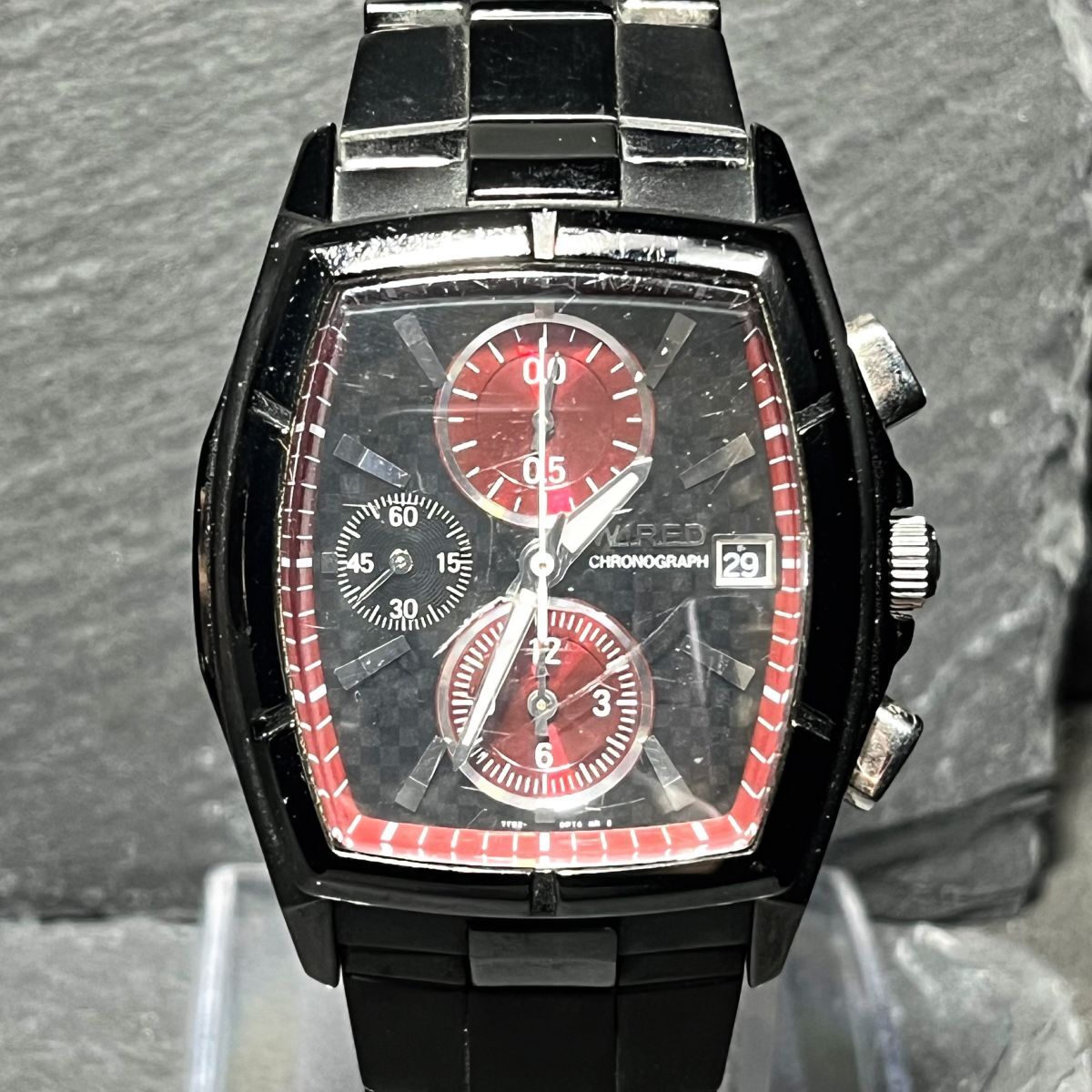 SEIKO セイコー WIRED ワイアード AGAV042 メンズ 腕時計 アナログ クオーツ クロノグラフ デイト ブラック ステンレス 新品電池交換済み_画像1