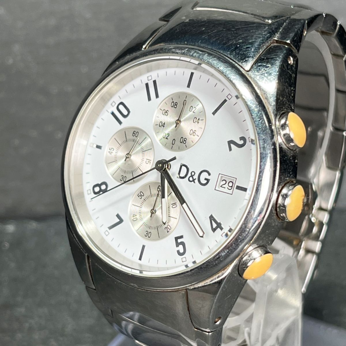 DOLCE&GABBANA ドルガバ 3719770110 腕時計 アナログ クオーツ クロノグラフ デイト ホワイト文字盤 シルバー ステンレス 新品電池交換済みの画像2