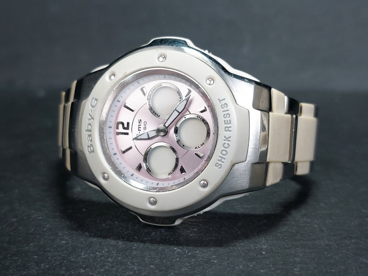 CASIO カシオ Baby-G ベビージー G-MS MSG-300C-7B2 デジアナ 腕時計 ピンク文字盤 ホワイト メタルベルト ステンレススチール かわいいの画像6