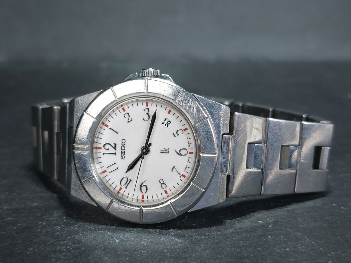 SEIKO セイコー LK LUKIA ルキア 7N82-0620 アナログ 腕時計 ホワイト文字盤 スモールサイズ メタルベルト ステンレス 新品電池交換済みの画像5