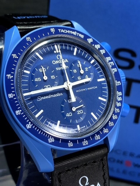 入手困難 新品 Swatch Omega スウォッチ オメガ S033N100 スピードマスター ミッション トゥ ネプチューン ムーンスウォッチ 腕時計