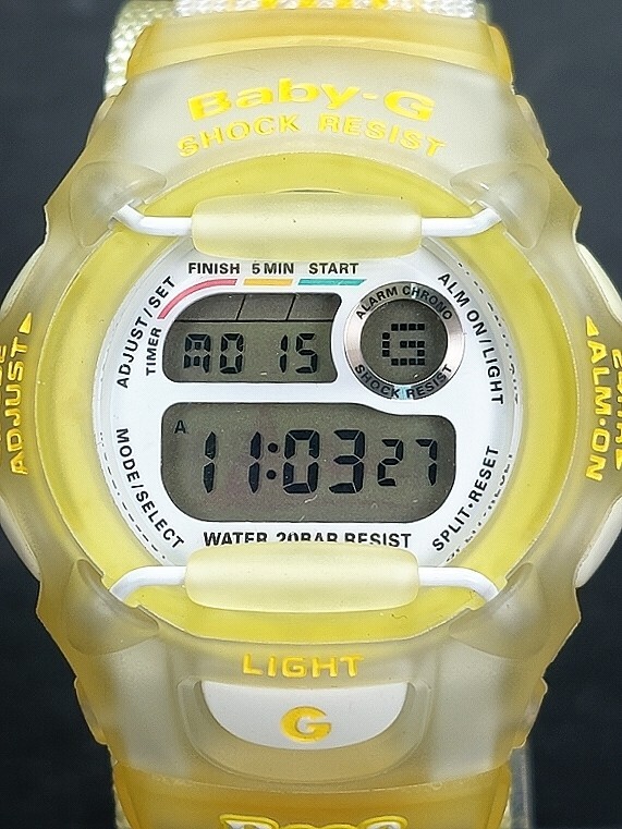 超美品 箱付き CASIO カシオ Baby-G ベビージー Reef リーフ W.C.C.S BG-370R-9T デジタル 腕時計 布製ベルト ステンレス 新品電池交換済みの画像1